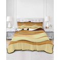 thumbnail image 3 of Coastal Yellow Twin XL Size Down Alternative Comforter,Lightweight Comforter Quilt Bedding Set with Pillow Shams Ombre Ocean Wave Stripes Brown Beach Sand Bed Comforter Duvet Insert 68"x98", 3 of 7