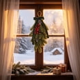 thumbnail image 6 of Aurorax Christmas Wreaths for Front Door,Indoor Christmas Wreath Decorations with Bells Bows Berries Green Pines Branches Farmhouse Hanging Wall Decor for Mantel Window, 6 of 6