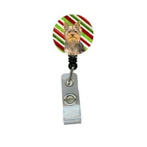 Carolines Treasures KJ1170BR Candy Cane Holiday Christmas Yorkie And Yorkshire Terrier Retractable Badge Reel