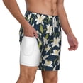 thumbnail image 3 of Picia Lilies Flowers pattern Mens Swim Trunks with Compression Liner Stretch Beach Shorts Quick Dry with Zipper Pockets No-Chafing Board Shorts-3X-Large, 3 of 9