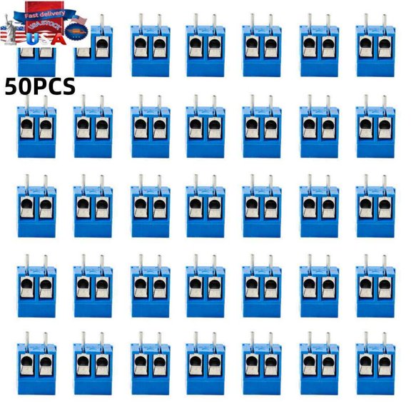 50PCS KF301-2P 2 Pin Plug-in Screw Terminal Block Connector 5.08mm Blue