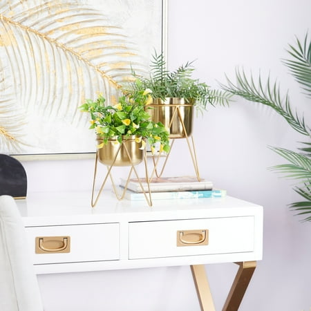 CosmoLiving by Cosmopolitan Metal Modern Planter (Set of 2) - S/2 7   7 W Gold