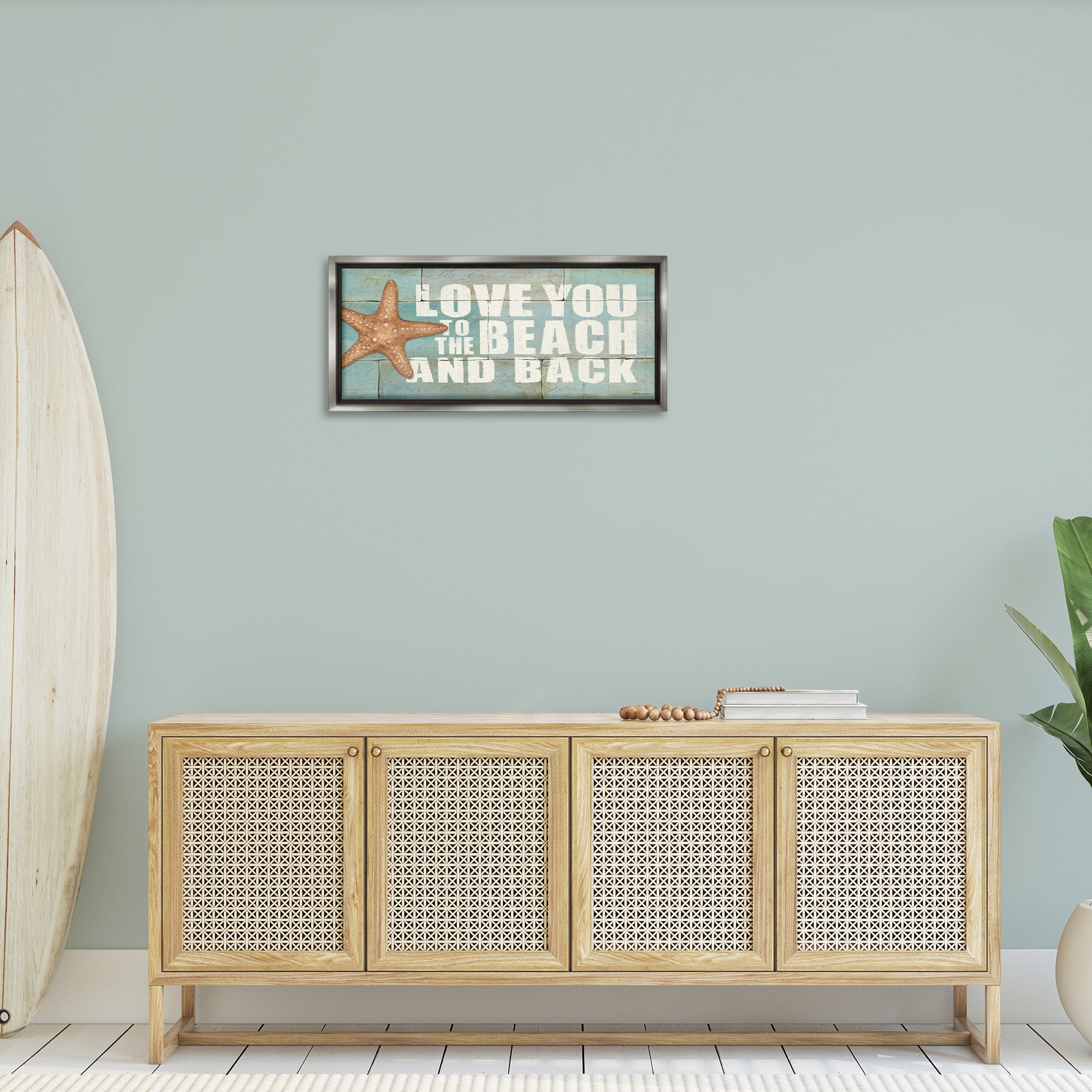 Stupell Industries Beach & Back on Bricks Animals & Insects Painting Gray Floater Framed Canvas Art Print Wall Art, 31 x 14