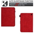 thumbnail image 2 of Embossed Folio Flip Smart Case for Amazon Kindle Fire 7 12th Gen 2022, Premium PU Leather Kickstand Card Slots Magnetic Auto Sleep / Wake with Pen Slot Case for Kindle Fire 7 12th Gen 2022, Red, 2 of 5