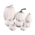 thumbnail image 1 of yuksok 8 Pcs Different Size Artificial Harvest Pumpkins Stackable Halloween Decorations White, 1 of 9