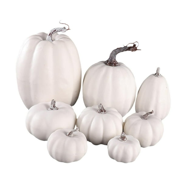 8 Uds. de Calabazas de Artificiales de Diferentes Tamaños, Decoraciones de Festival Realistas, Ligeras, Versátiles, Apilables, Decoración de C Blanco Macarena accesorios de calabaza