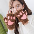 thumbnail image 4 of 1 Pair for Cat Claw Bear Paw Fingerless Winter Plush Gloves Cute Kitten Halloween Cosplay Half Finger Mittens Hand Warme, 4 of 19