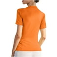 thumbnail image 4 of Plebaso Women's Ruched Tops High Neck Short Sleeve Slim Shirts Solid Color Going out Basic Tees Fashion, 4 of 5