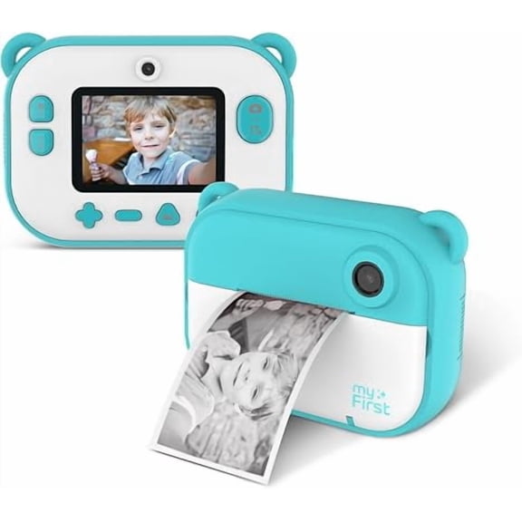 myFirst Camera Insta 2 Kids Instant Print Camera, 12MP Photos 1080P Video, microSD Card, Neck Lanyard, Thermal Printing, Waterproof (Blue) - Gift for Boys & Girls Ages 5-12