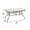 thumbnail image 4 of BizChair 31.5" x 55" Bronze Rectangular Tempered Glass Metal Table with Umbrella Hole, 4 of 11