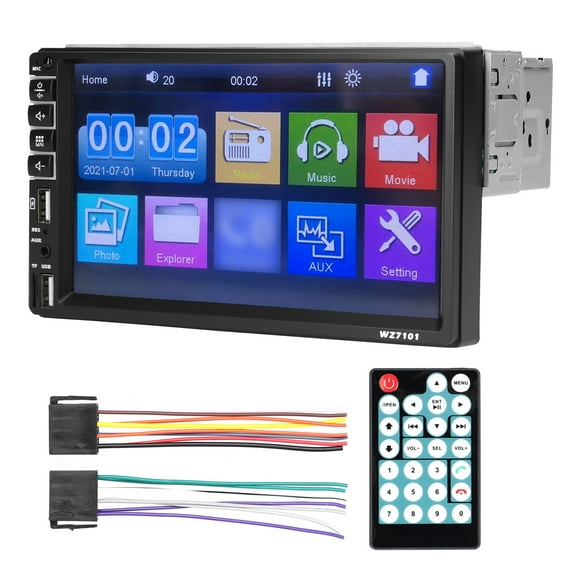 Single Din Car Stereo 7 Inch LCD Touchscreen Monitor BT MP5 Player Car Receiver Support TF/USB/AUX-IN Mobile Phone Link Hands-Free Calling Reverse Picture Steering Wheel Control