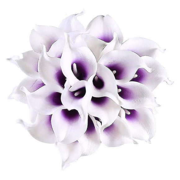 24pcs Artificial Calla Flowers For Diy Centerpieces Home Decor(purple In White)