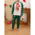 thumbnail image 4 of Gureui Family Matching Christmas Pajamas Sets, Long Sleeve Round Neck Dog Print Patchwork Tops + Green Elastic Band Plaid Pants Set or Long Sleeve Plaid Jumpsuit Sleepwear, 4 of 9