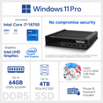 thumbnail image 2 of Lenovo ThinkStation Business Desktop, Intel Core i7-14700, 64GB DDR5, 2TB SSD, Wi-Fi 6, Windows 11 Pro, Black, 2 of 8