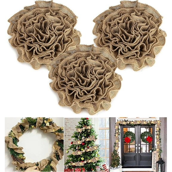 Burlap Ribbon Garland Christmas Tree Decorations,Bexikou 6.56 Ft x 3-Rolls Burlap Ribbon for Classroom Decor,Fabric Garland for Vintage Rustic Home Decor DIY Crafts