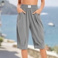 thumbnail image 2 of MLCDZ Womens Long Shorts Below The Knee Elastic High Waisted Pleated Casual Summer Loose Fit Shorts with Pockets Beach Vacation Travel Short Pants, 2 of 8
