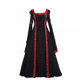thumbnail image 3 of Vestido de bruja gótica victoriana para mujer, vestido medieval renacentista, mangas de trompeta, traje de demonio para carnaval de Halloween, 3 of 5