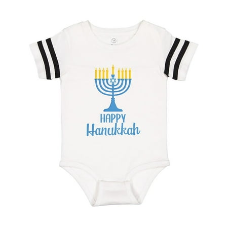 

Inktastic Happy Hanukkah with Blue Menorah Gift Baby Boy or Baby Girl Bodysuit
