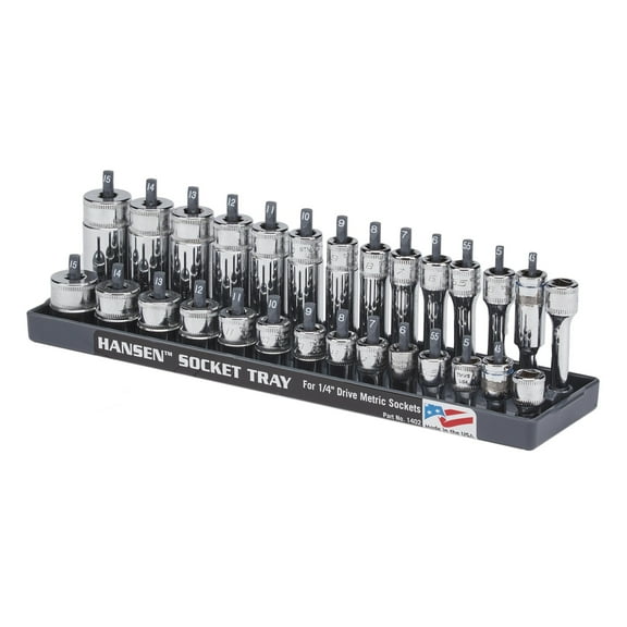 Hansen Global Standard and Deep Socket Tray, 1/4in. Metric