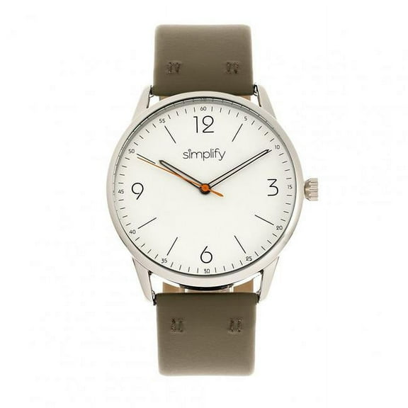 Simplify SIM6302 41 mm The 6300 Leather-Band Watch - Olive & White