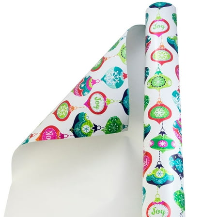 JAM Paper Christmas Wrapping Paper, 40 Sq ft, 1/Pack, Glittering Ornaments Gift Wrap