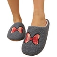 thumbnail image 2 of IEMIEMIEM Bow Slippers for Women Men Memory Foam Plush Slippers Cute Cartoon Slip On Fall Winter Warm Fluffy Fur Lined Indoor Outdoor House Home Bedroom Shoes Gray 5.5-6.5 Wide, 2 of 9