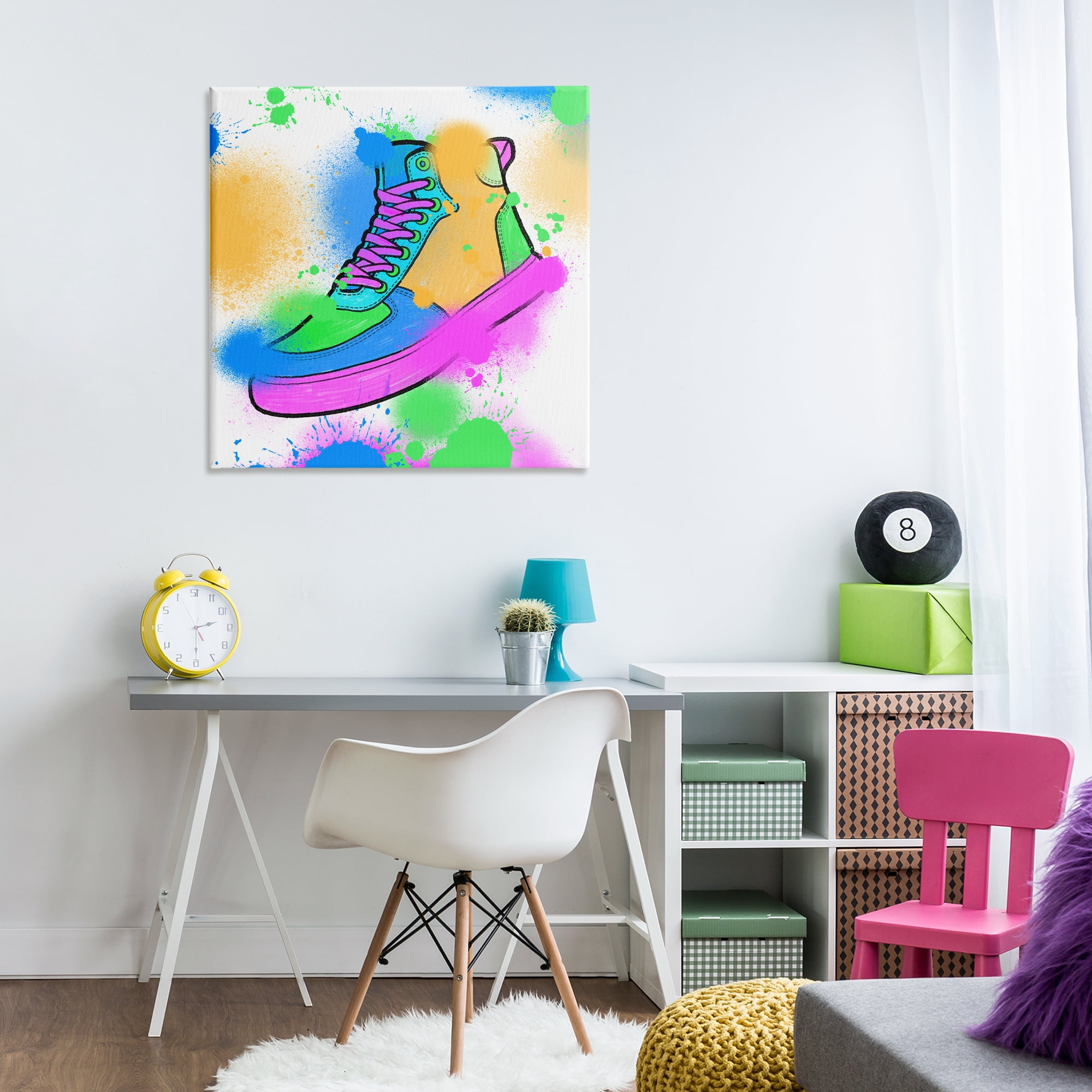 Stupell Industries Splattered Cool Sneakers Entertainment Painting Wrapped Canvas Art Print Wall Art, 30 x 30