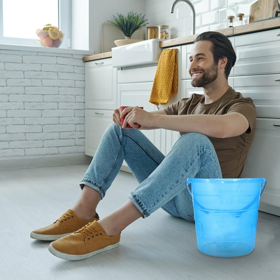 SWETRACE 1Pack Large Plastic Water Bucket Blue 12L Round for Home Storage Holder
