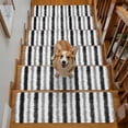 thumbnail image 2 of Abstract Gray Black Stripes Stair Treads Non Slip for Steps Rustic Watercolor Denim Striped Minimalist 15 Pcs Reusable Adhesive Stair Runner Mats for Dogs Elders Treads Rugs for Staircase 8x30 In, 2 of 9