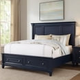 thumbnail image 5 of Zeny Queen Bed with Storage Drawers-Panel Headboard-Blue Wood, 5 of 7