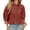 Red, variant on Three Quarter Sleeve Solid Color Women Ruffle Blouse Button Down Crop Tops