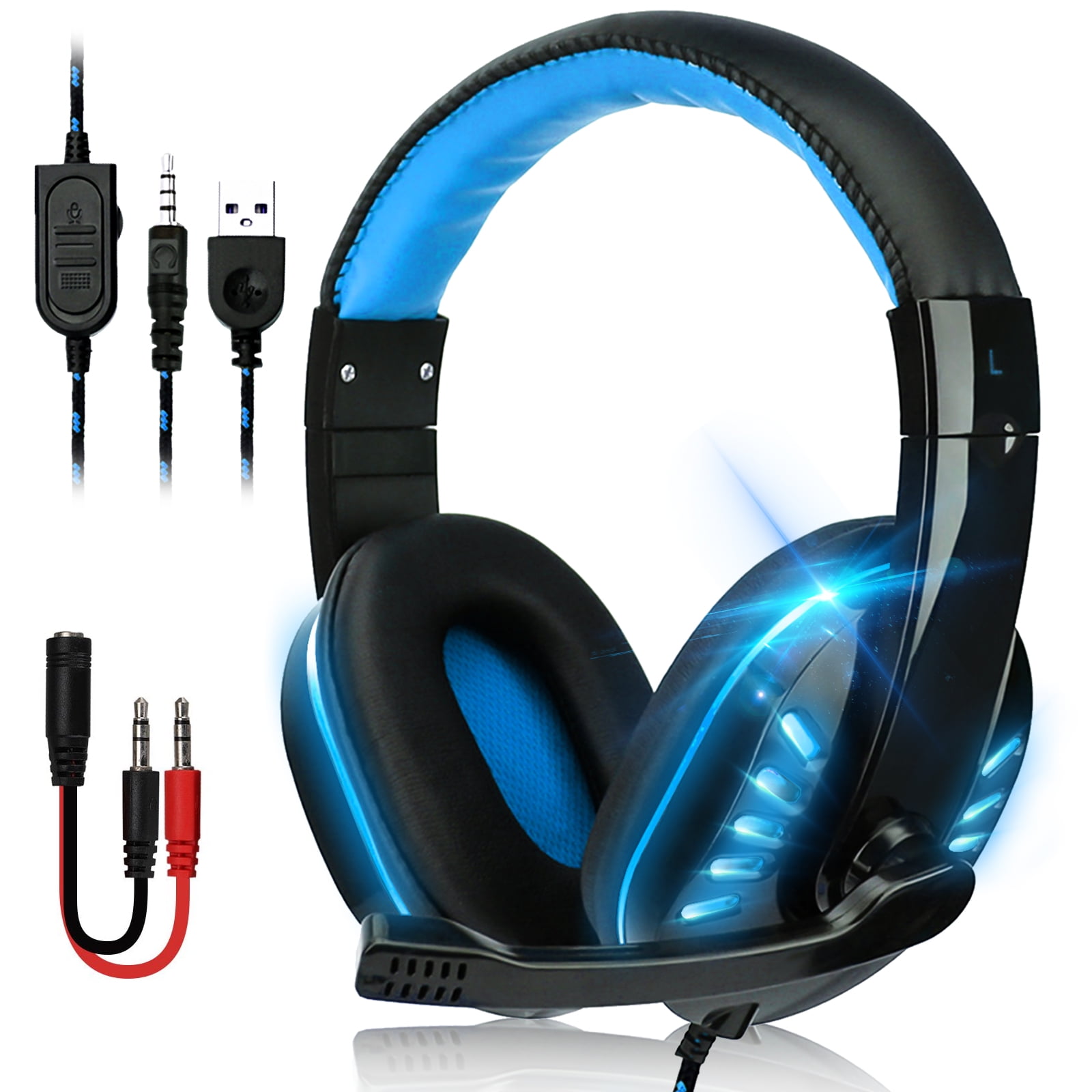 Gaming Headset with Mic for PS4, PS5, PC, One, EEEkit Surround Sound Noise Cancelling Over Ear Headphones with Soft Memory Ear Pads Compatible with Laptop Tablet Mobile Computer Walmart.com