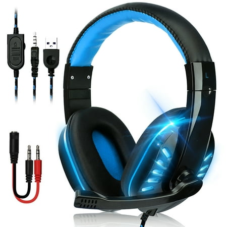 Gaming Headset with Mic for PS4, PS5, PC, Xbox One, EEEkit Surround Sound Noise Cancelling Over Ear Headphones with Soft Memory Ear Pads Compatible with Laptop Tablet Mobile Phone Computer