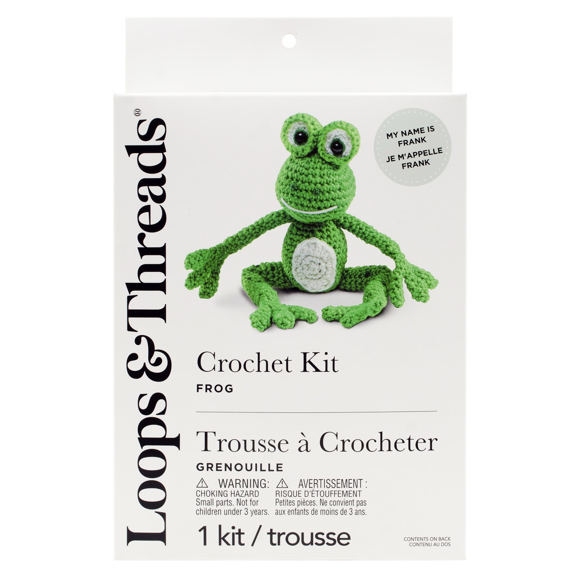 Intermediate Frog Amigurumi Crochet Kit by Loops & Threads – DIY Stuffed Animal Craft Set with Yarn - Fiberfill - Hook & Instructions - Intermediate Skill Level - Makes 6" Plush - 6 Pack