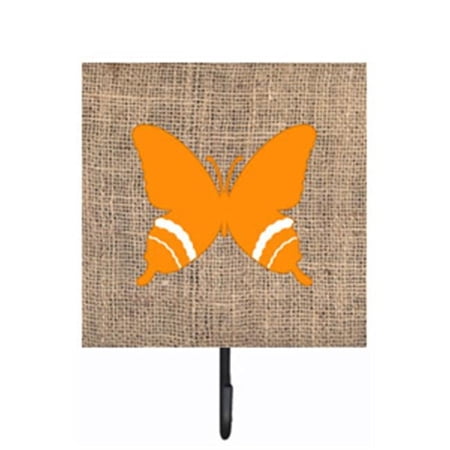 Carolines Treasures BB1034-BL-OR-SH4 Butterfly Burlap And Orange Leash Or Key Holder