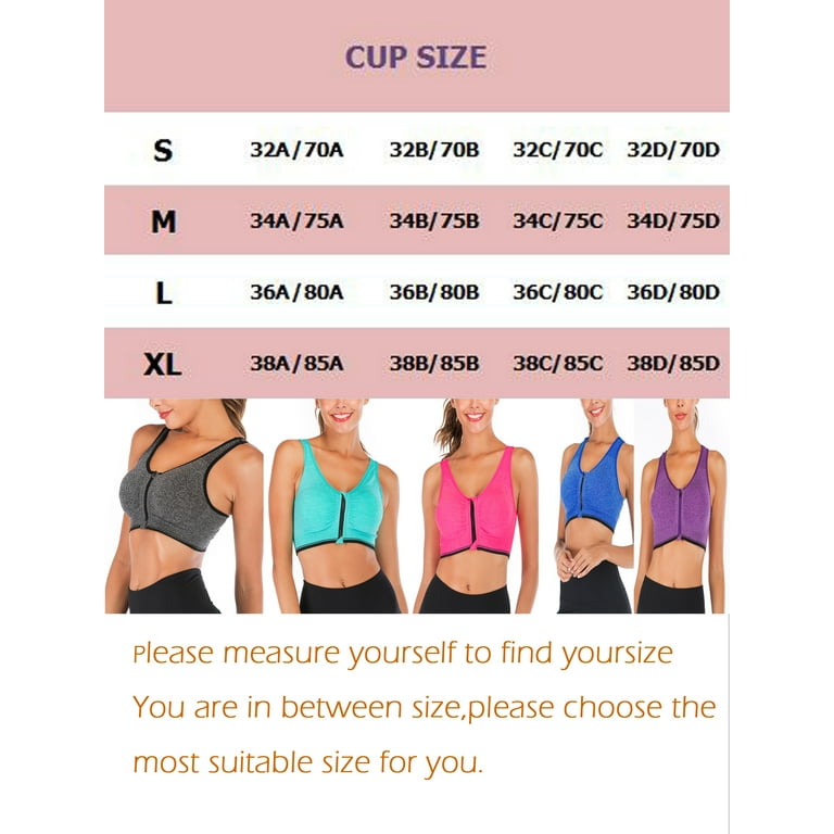 Zip Front Sports Bras for Women, No Rims Padded Yoga Crop Tank, Racerback  Support Top, Fitness Workout Running, 2 Pcs (Color : Pink, Size : Medium)