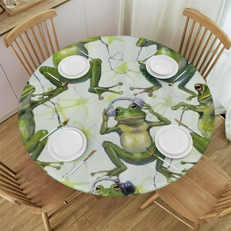 

BCIIG Frog Music Round Tablecloth Stain Resistant and Washable for Indoor Outdoor Dining Wedding Parties 100% Polyester Fabric Perfect for Picnic Camping and Kitchen Farmhouse Decor 31 -35
