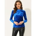 thumbnail image 2 of INSPIRE CHIC Blouse en Velours à Manches Longues Décontractée à Col Rond pour Femme Bleu Royal P, 2 of 5