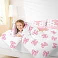 thumbnail image 3 of Manfei Sweet Monogram T Twin Comforter Sets,Pretty Bow Bedding Set,Pink,Pink Reversible,2-Piece,1 Comforter and 1 Pillowcase, 3 of 7