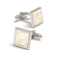 thumbnail image 1 of Gemelos elegantes cuadrados bañados en plata para hombre, 1 of 3