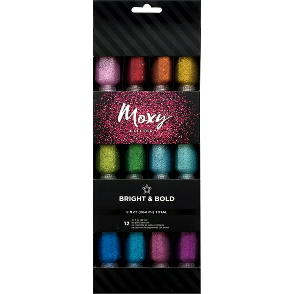 Moxy Fine Glitter Glue 12/Pkg-Bright & Bold