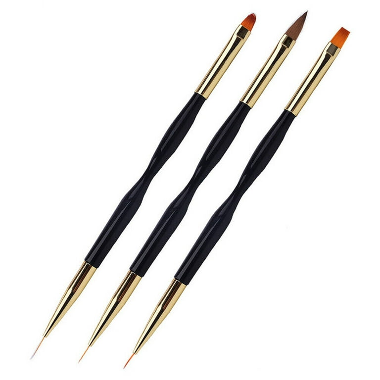 3pcs Acrylic French Stripe Nail Art Liner Brush Set 3D Tips Manicure Ultra- thin Line Drawing Pen UV Gel Brushes Painting Tools 