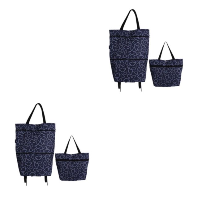 Guardoinrt Folding Shopping Bag for Ultra-Portable And Space-Saving Cloth Multi-Function Shopping Bag Shopping Bag With Wheels Mickey Black Flower 2Set