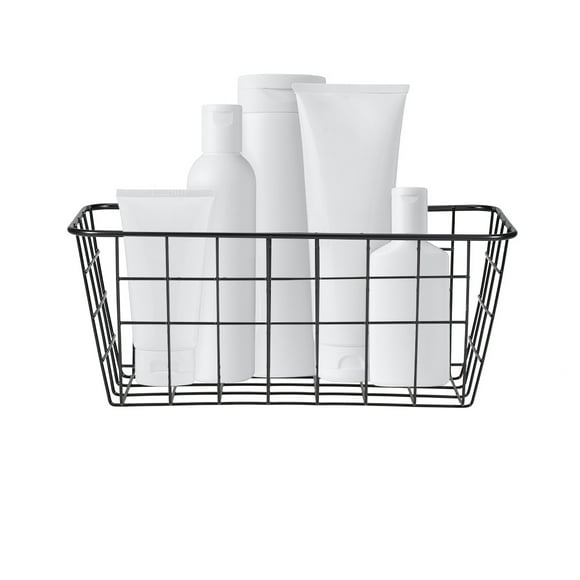 Iron Storage Basket Wall Mounted Storage Organizer Wire Hanging Basket Bathroom Shelf for Bedroom Bathroom Laundry Room