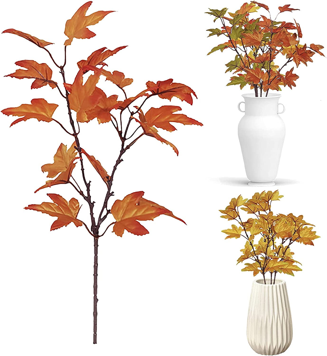 Plants Fake 4 Branch Decor Maple Artificial Kitchen for Home Leaves