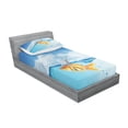 thumbnail image 3 of Ambesonne Blue Fitted Sheet & Pillow Sham Set, Goldfish with Shark Fin, Full, Blue Orange, 3 of 3