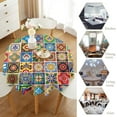 thumbnail image 4 of Mexican Round Tablecloth, Folk Style Talavera Tiles Colorful Flowers Leaves Swirls Pattern Table Cloth Cover for Home Dining Kitchen Wedding Parties, Round(60x60in), 4 of 6