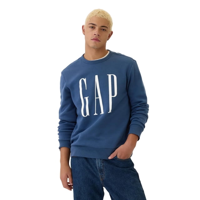 Sudadera GAP para hombre, forro polar, cuello redondo, color azul, talla S
