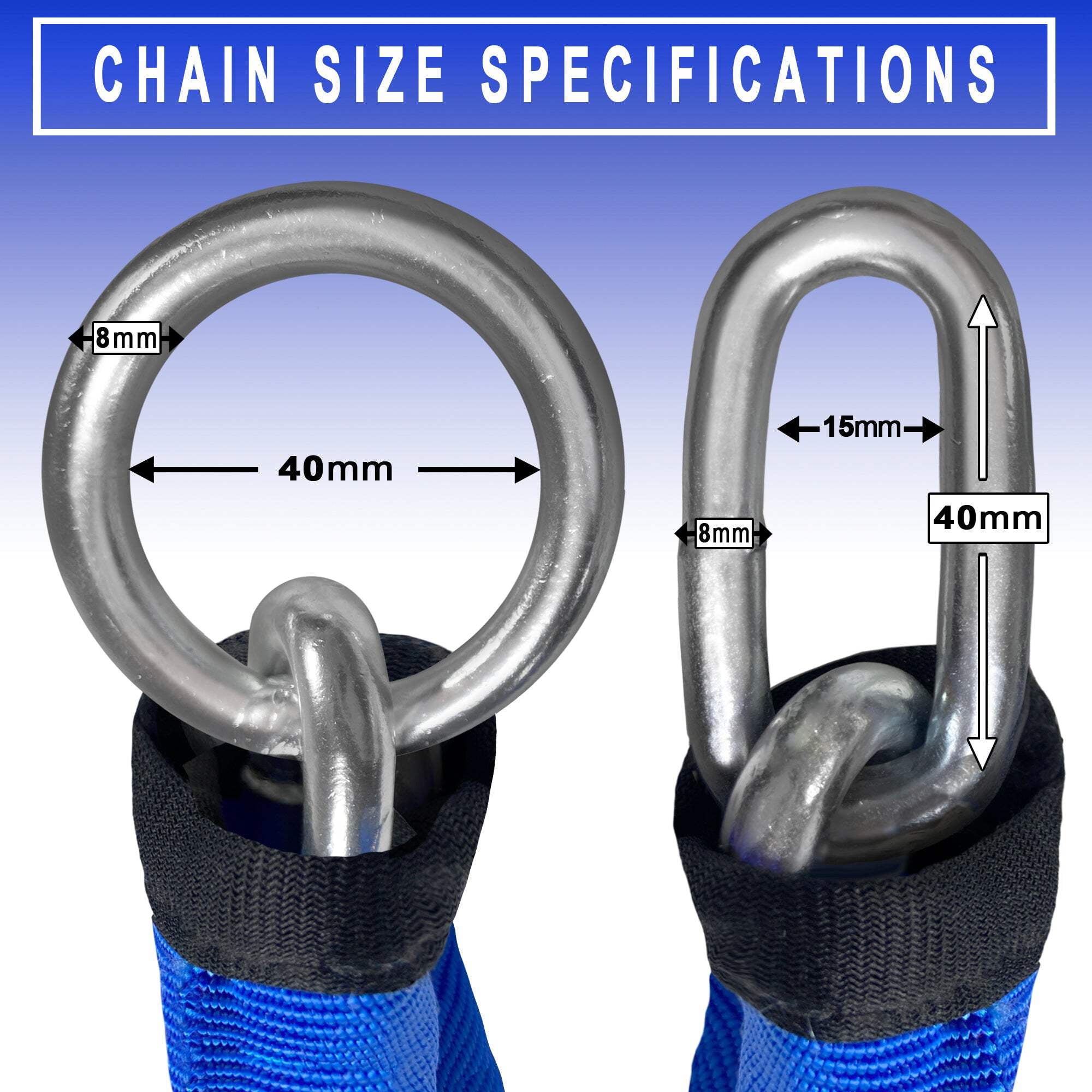 DocksLocks 3ft Weatherproof Cinch Style Security Chain (3ft/6ft/10ft) - Heavy Duty, Marine Grade Steel, Theft Prevention Strong Multi-Purpose Lock - 2.75 lbs