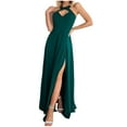 thumbnail image 2 of Wycnly Womens Dresses Party Prom Sexy High Slit Empire Waist Keyhole Long Dresses Fashion Solid Halter Sleeveless Maxi Summer Dress Green m, 2 of 7